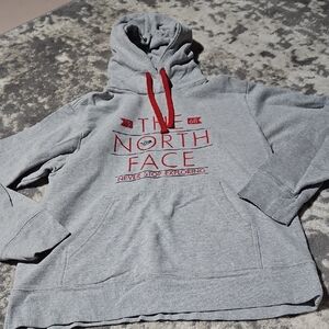 The North Face Gray Hoodie with Red Accents Women Size Large